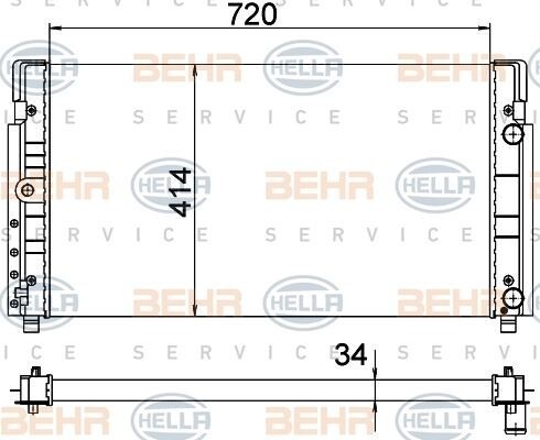 RADYATÖR TRANSPORTER T4 96-98 UZUN KASA AC KLİMASIZ MEK 720x414x34