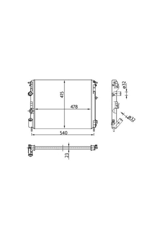 RADYATÖR CLIO II-KNG-LOGAN1.5 DCI-1.6 16V-1.9 DTI-K4M AC KLİMASIZ MEK 480x414x28