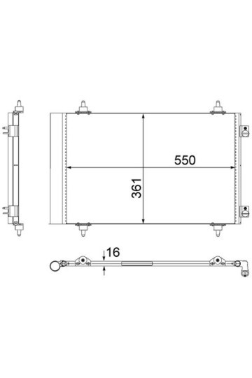 KLİMA RADYATÖRÜ KONDENSERİ PEUGEOT EXPERT 07> P807 06> CITROEN JUMPY 07> C8 06> TOYOTA PROACE 13> 590x361x12