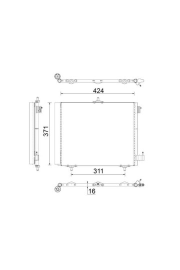 KONDENSER P207-P208-P1007-P2008 05 >-C2-C3-C3 II 03>DS 3 14> 1.4 1.6HDI KURUTUCU İLE AL/AL 420X371X1 6