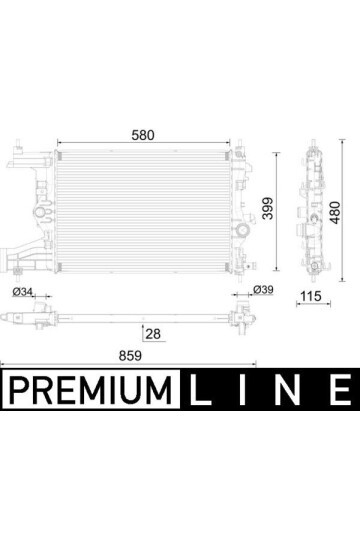 SU RADYATÖRÜ ASTRA J 2010 > 2020 MANUEL 580x398x26 1.4-1.6 A14NEL-NET-B14NEL-NET-D14NEL-A16NET PREMIUM LINE
