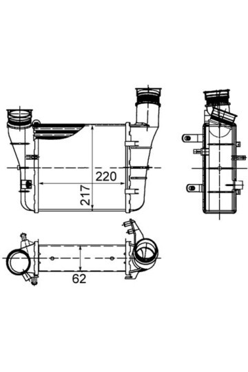 TURBO RADYATÖRÜ INTERCOOLER A4 2.0TDI-TFSI 04-08 -SEAT EXEO 1.8TSI-2.0TFSI-TDI 09> 220x217x62